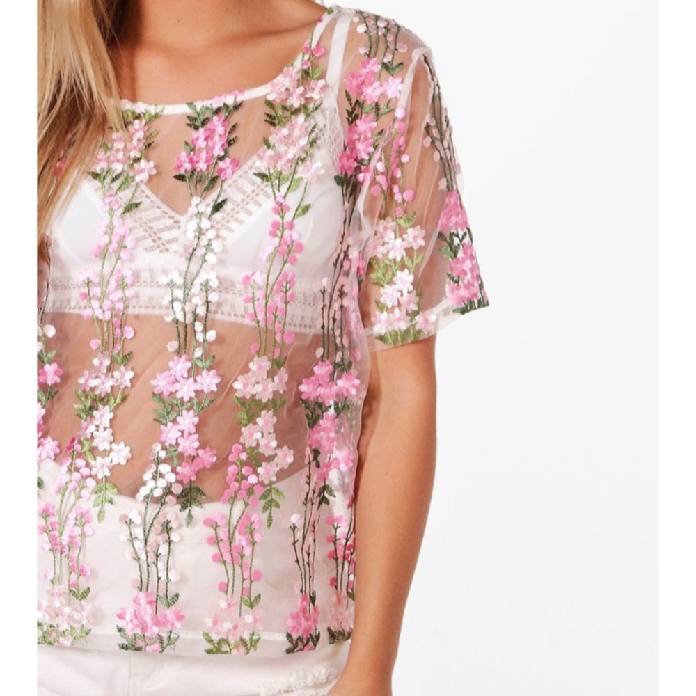 Cottagecore style. NWT Boohoo Plus Claire Floral Embroidered Shell 20